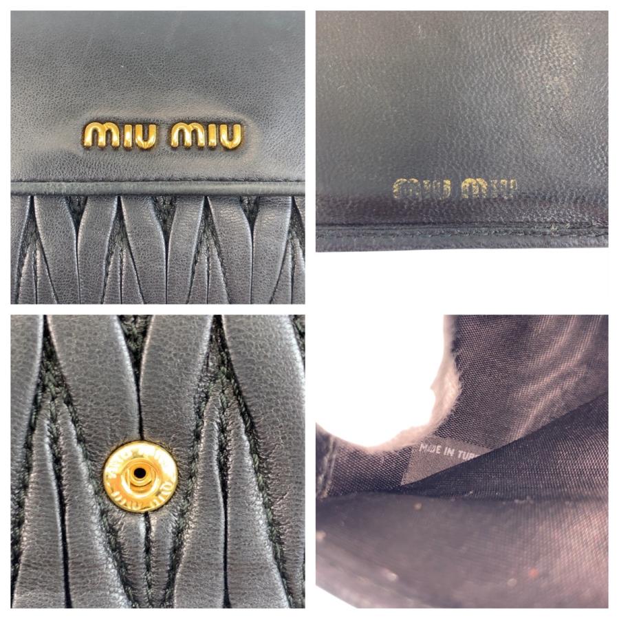 MIUMIU ミュウミュウ マテラッセ ブラック 黒 ゴールド金具 レザー 折り財布 コンパクトウォレット レディース 505503 | miu miu | 06
