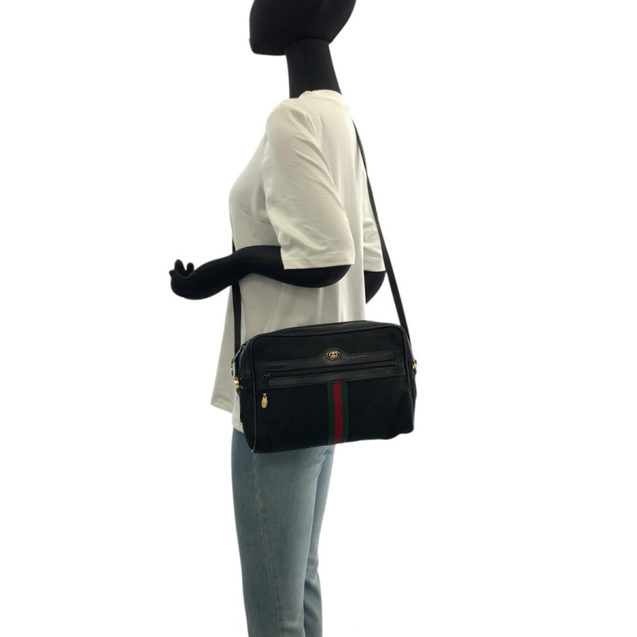GUCCI グッチ ヴィンテージ オールドグッチ シェリーライン ブラック 黒 ゴールド金具 GGキャンバス/レザー ショルダーバッグ 505602 | GUCCI | 03