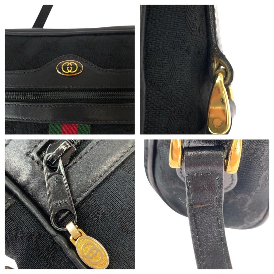 GUCCI グッチ ヴィンテージ オールドグッチ シェリーライン ブラック 黒 ゴールド金具 GGキャンバス/レザー ショルダーバッグ 505602 | GUCCI | 07
