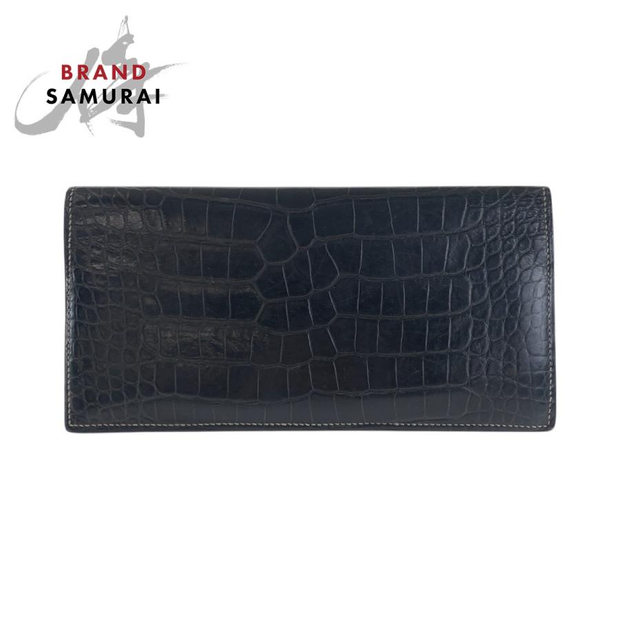 美品 HERMES エルメス MC2  フレミング ブラック 黒 アリゲーター 長財布 ロングウォレット ▫︎P刻印 メンズ 505641 【中古】 HERMES（エルメス） 美品 MC2 フレミング ブラック 黒 アリゲーター 長