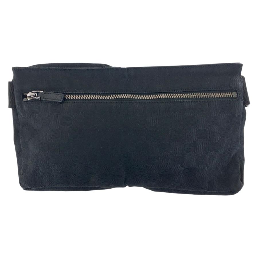 美品 GUCCI グッチ ブラック 黒 シルバー金具 GGキャンバス/レザー 28566 ボディバッグ ウエストポーチ レディース 505677 | GUCCI | 01