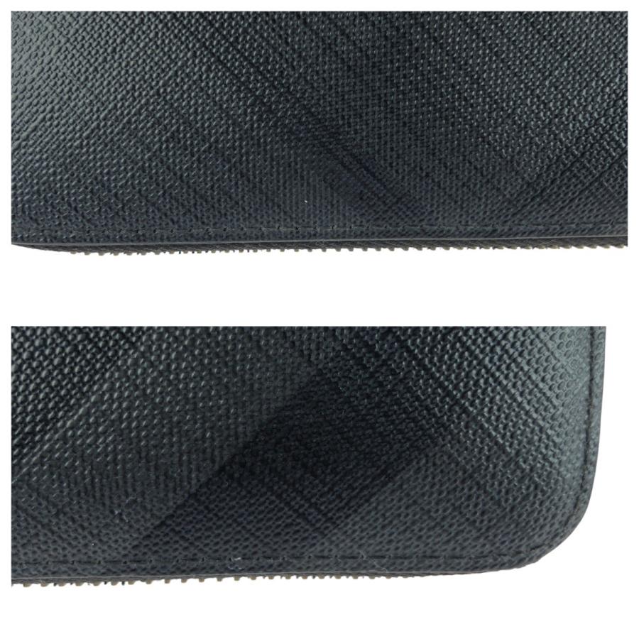 美品 BURBERRY バーバリー チェック柄 ブラック 黒 シルバー金具 PVC 長財布 ラウンドファスナー メンズ 505751 | BURBERRY | 06