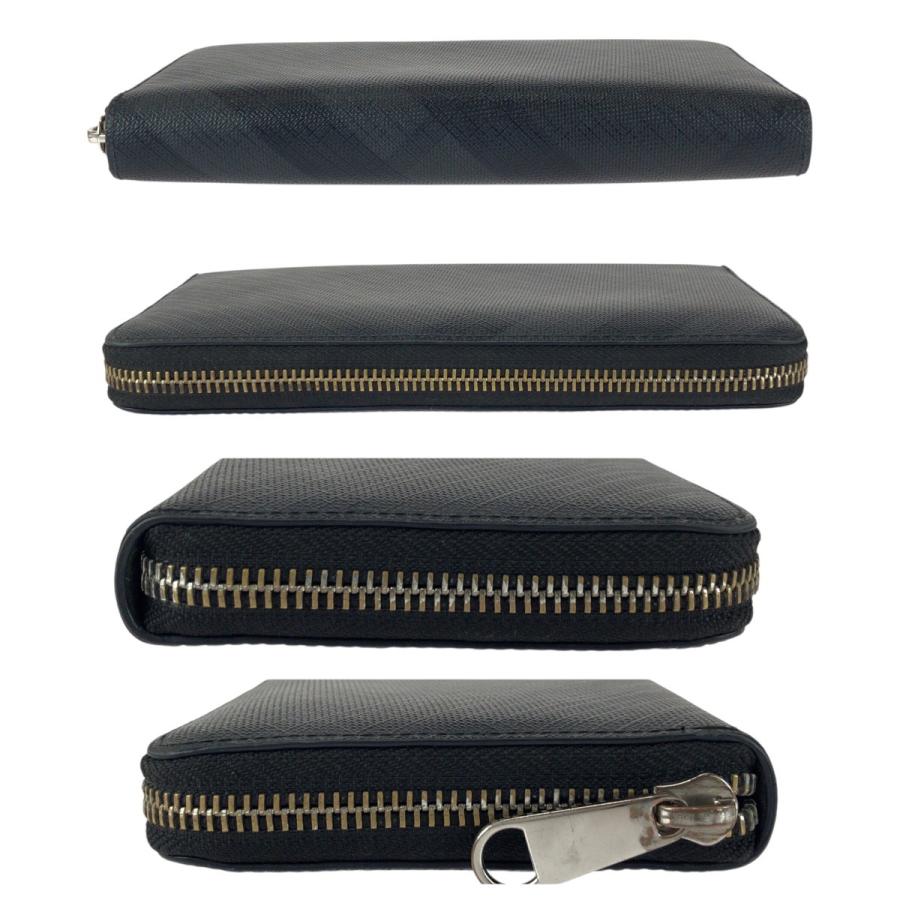 美品 BURBERRY バーバリー チェック柄 ブラック 黒 シルバー金具 PVC 長財布 ラウンドファスナー メンズ 505751 | BURBERRY | 09