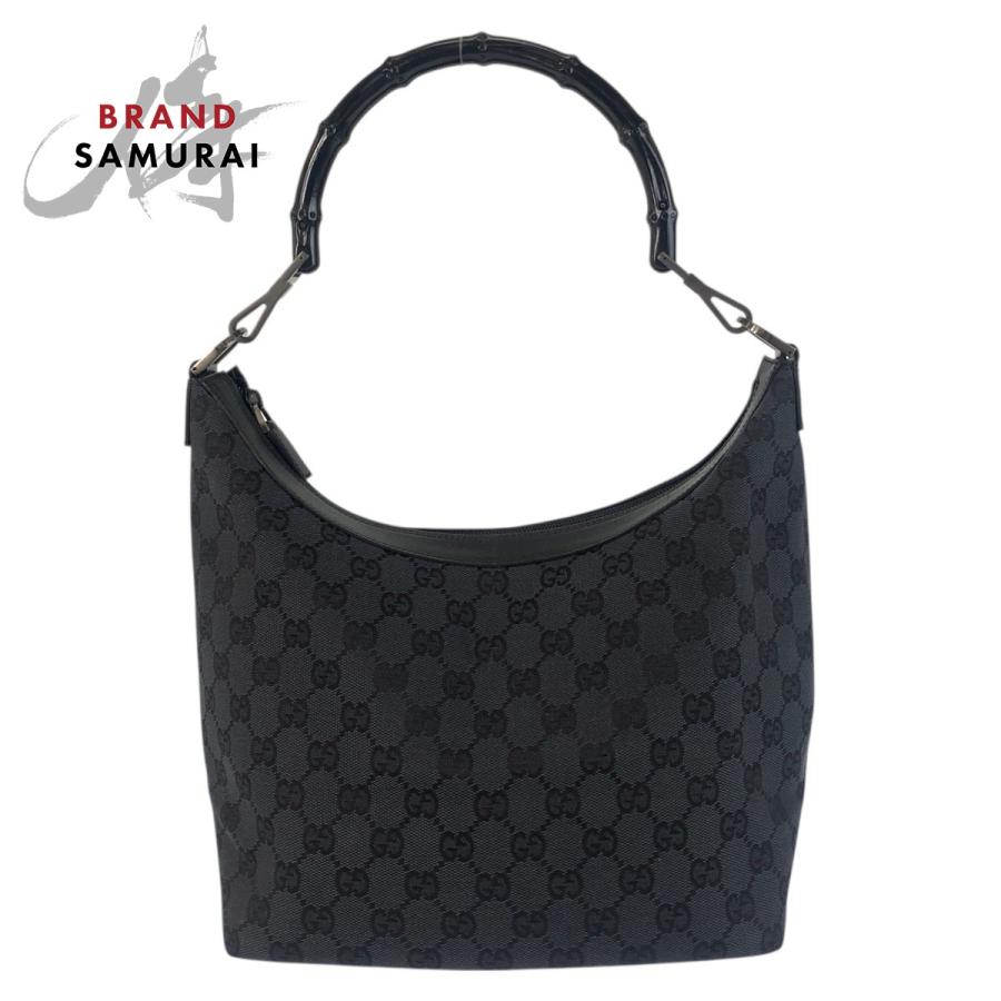 美品 GUCCI グッチ バンブー ブラック 黒 GGキャンバス 000 0531 ショルダーバッグ レディース 505801 【中古】 GUCCI（グッチ） 美品 バンブー ブラック 黒 GGキャンバス 000 0531