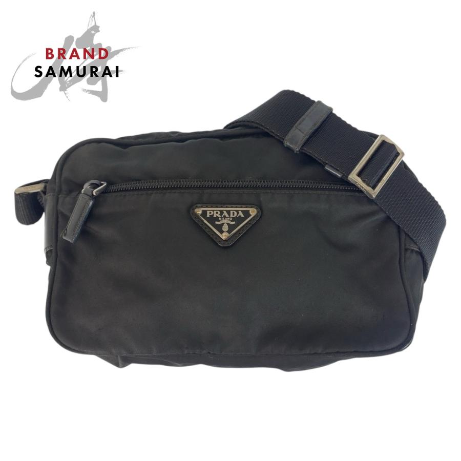 PRADA（プラダ） テスート 三角ロゴプレート ブラック 黒 シルバー金具