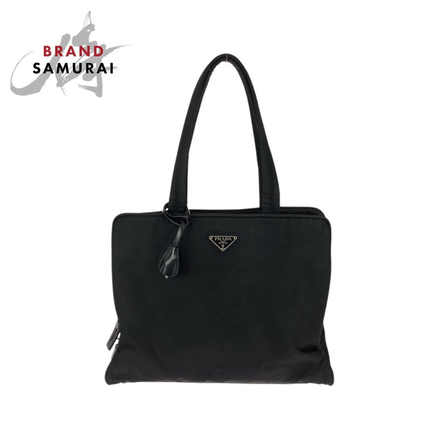 PRADA（プラダ） テスート 三角ロゴプレート ブラック 黒 シルバー金具