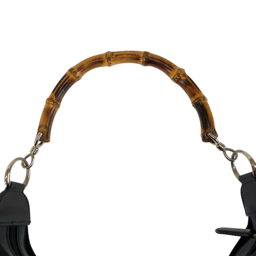 美品 GUCCI グッチ バンブー ブラック 黒 シルバー金具 ナイロン 000 2214 0531 ショルダーバッグ レディース 505810 【中古】 GUCCI（グッチ） 美品 バンブー ブラック 黒 シルバー金具 ナイロン