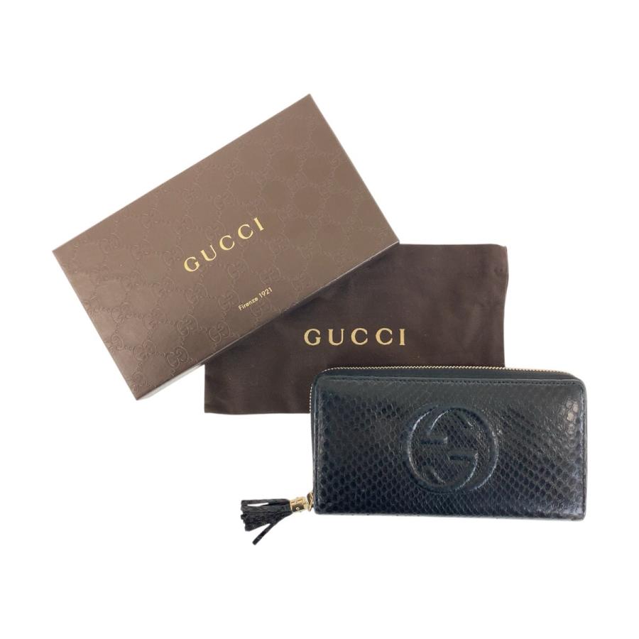 GUCCI（グッチ） 美品 ソーホー ブラック 黒 ゴールド金具 パイソン