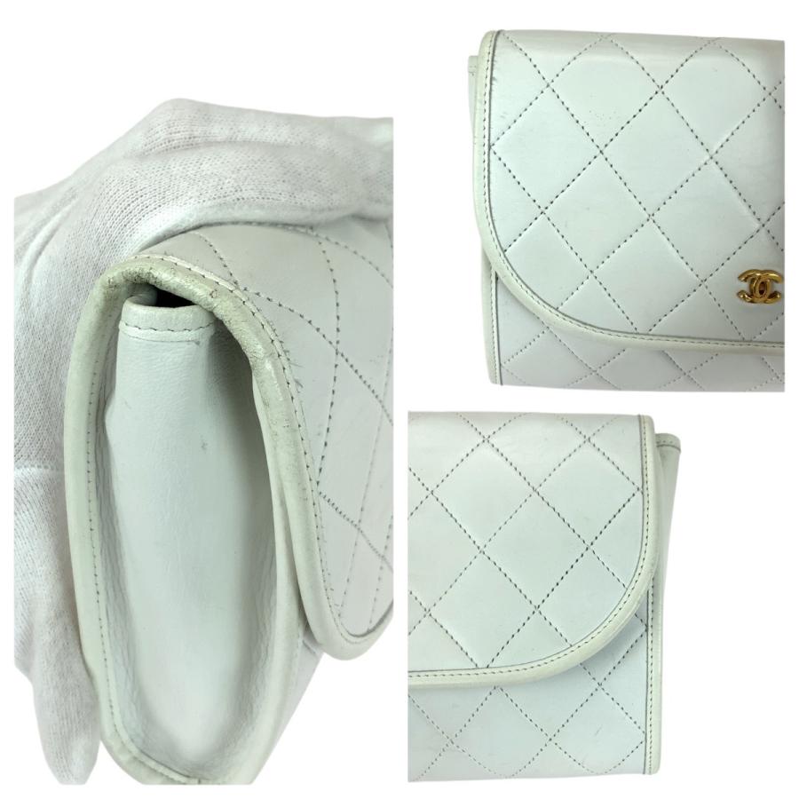 美品 CHANEL シャネル ヴィンテージ マトラッセ ココマーク ホワイト ゴールド金具 ラムスキン チェーンショルダーバッグ 505913_4