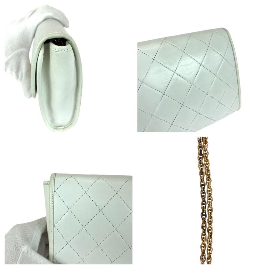 美品 CHANEL シャネル ヴィンテージ マトラッセ ココマーク ホワイト ゴールド金具 ラムスキン チェーンショルダーバッグ 505913_5