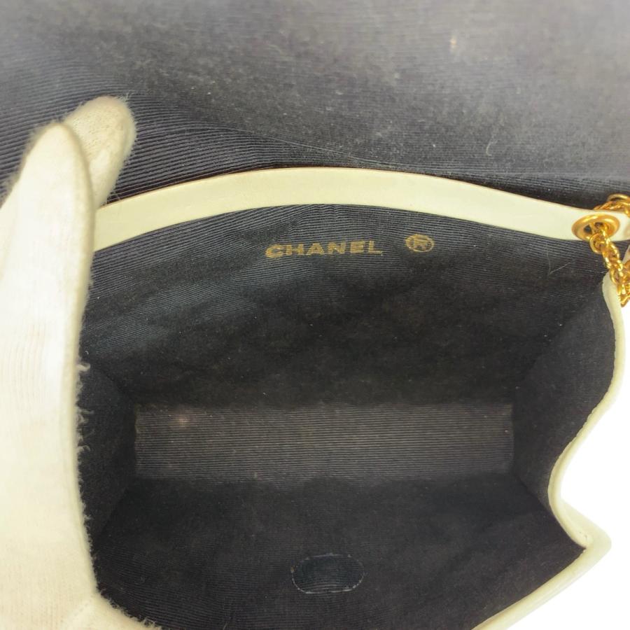 美品 CHANEL シャネル ヴィンテージ マトラッセ ココマーク ホワイト ゴールド金具 ラムスキン チェーンショルダーバッグ 505913_8