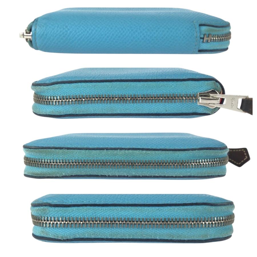 HERMES エルメス アザップ コンパクト シルクイン ブルー シルバー金具