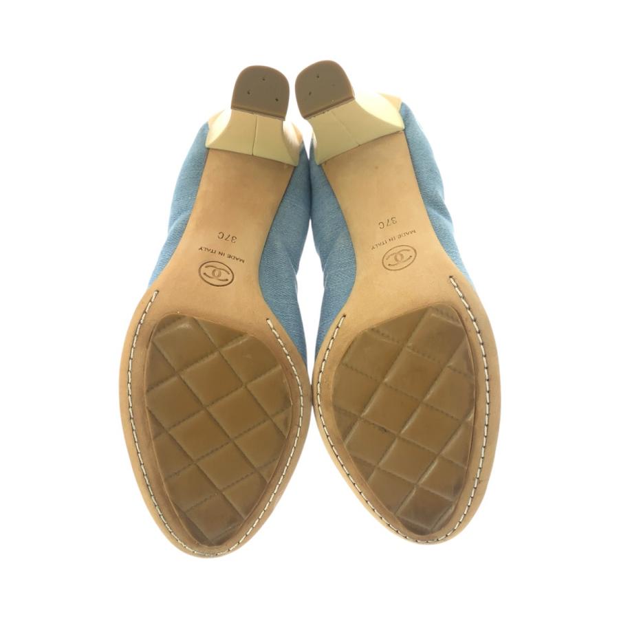 美品 CHANEL シャネル ココマーク サイズ37C ブルー デニム ベージュ デニム/パテントレザー パンプス ハイヒール レディース 505996_3