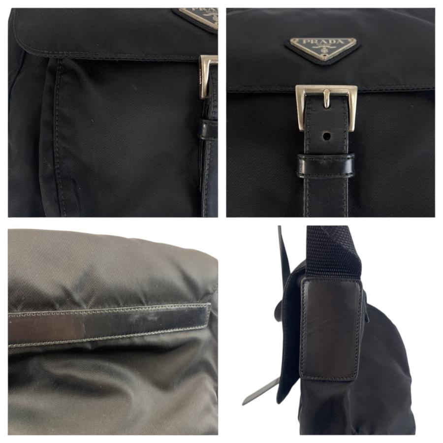 美品 PRADA プラダ テスート 三角ロゴプレート ブラック 黒 シルバー金具 ショルダーバッグ メッセンジャーバッグ レディース 506050_4