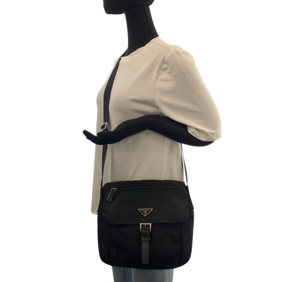 美品 PRADA プラダ テスート 三角ロゴプレート ブラック 黒 シルバー金具 ショルダーバッグ メッセンジャーバッグ レディース 506050_6