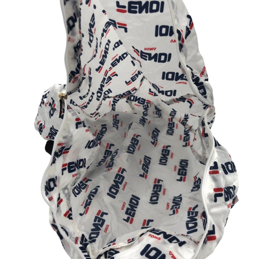 FENDI フェンディ FILAコラボ リュックサック エコバッグ　ホワイト FENDI（フェンディ） 美品 FILAコラボ ポーチ付き ホワイト ナイロン