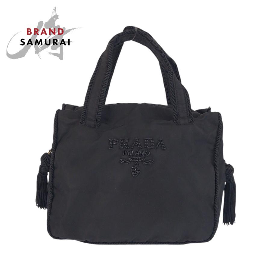 PRADA（プラダ） テスート ビジュー フリンジ ブラック 黒 ゴールド