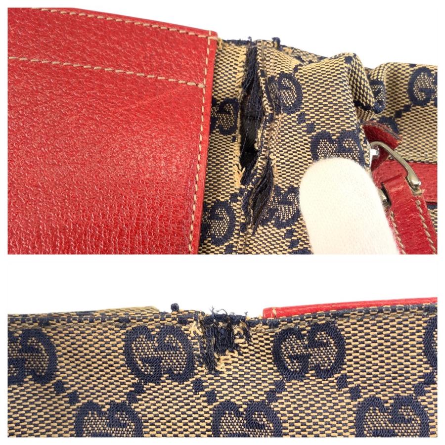 GUCCI グッチ ベージュ レッド ネイビー GGキャンバス/レザー 28566