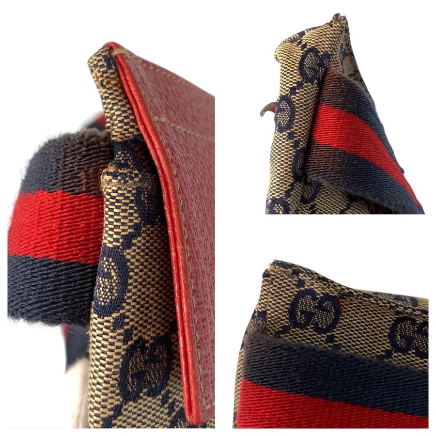 GUCCI グッチ ベージュ レッド ネイビー GGキャンバス/レザー 28566
