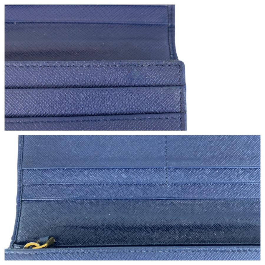 PRADA（プラダ） サフィアーノ ブルー ゴールド金具 レザー 長財布