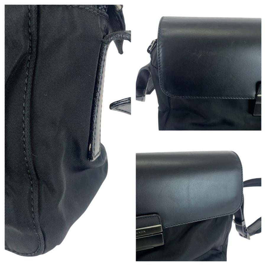 美品 PRADA プラダ テスート ブラック 黒 ガンメタ金具 ナイロン/レザー ショルダーバッグ メッセンジャーバッグ レディース 506294 | PRADA | 04