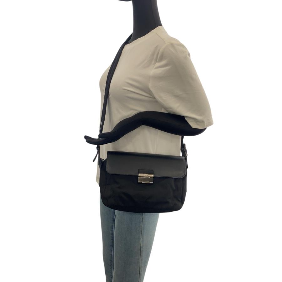 美品 PRADA プラダ テスート ブラック 黒 ガンメタ金具 ナイロン/レザー ショルダーバッグ メッセンジャーバッグ レディース 506294 | PRADA | 06