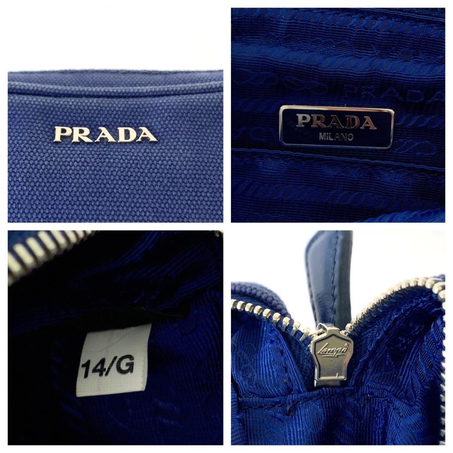 PRADA プラダ ブルー シルバー金具 キャンバス ミニハンドバッグ アクセサリーポーチ レディース 506367 | PRADA | 03