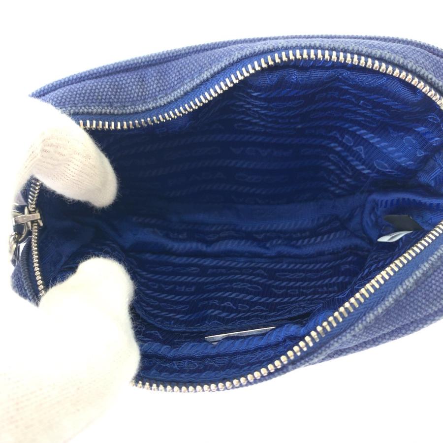 PRADA（プラダ） ブルー シルバー金具 キャンバス ミニハンドバッグ