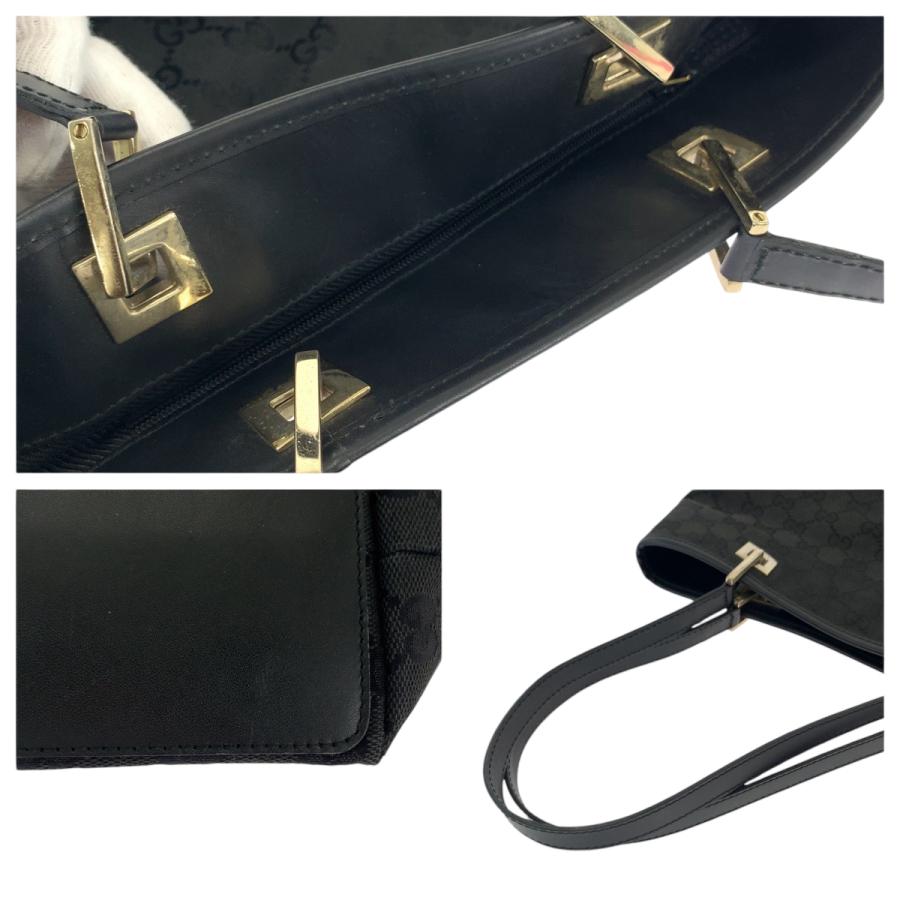 美品 GUCCI グッチ ブラック ゴールド金具 GGキャンバス 002 1099 トートバッグ ショルダーバッグ レディース 506381
