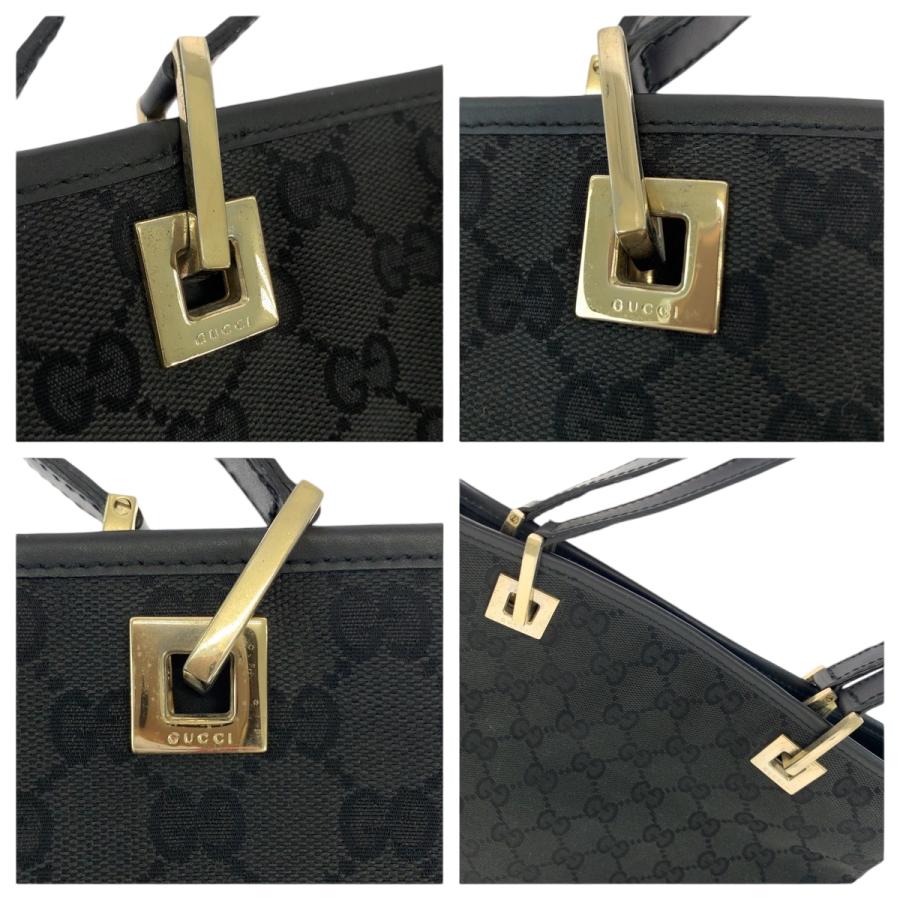美品 GUCCI グッチ ブラック ゴールド金具 GGキャンバス 002 1099 トートバッグ ショルダーバッグ レディース 506381