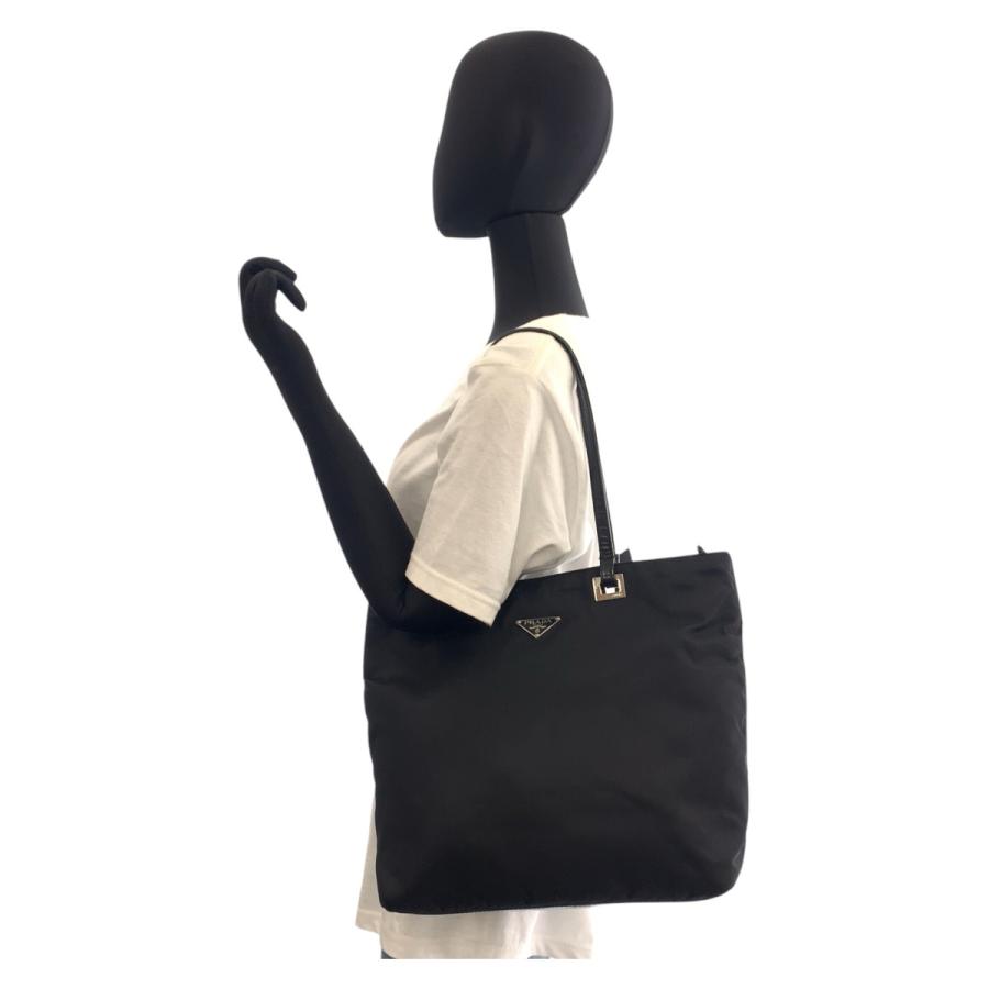 PRADA プラダ テスート 三角ロゴプレート ブラック 黒 シルバー金具 ナイロン/レザー トートバッグ ショルダーバッグ レディース 506402 | PRADA | 05