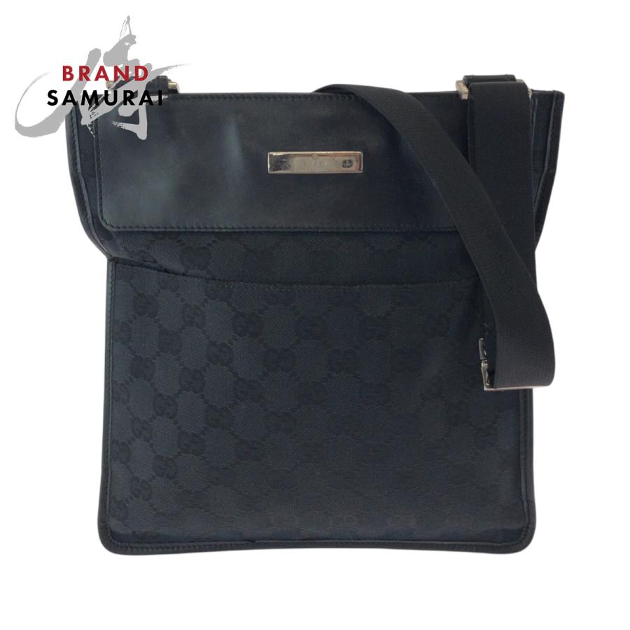 GUCCI GGキャンバス ワンショルダーバッグ ブラック シルバー金具 肩掛け GUCCI（グッチ） 美品 ブラック 黒 シルバー金具 GGキャンバス 019