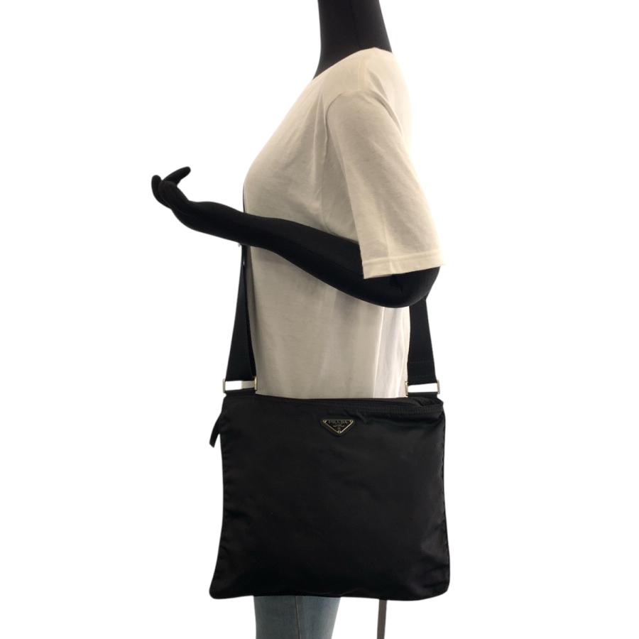 PRADA プラダ テスート 三角ロゴプレート ブラック 黒 シルバー金具 ナイロン ショルダーバッグ サコッシュ レディース 506416_6