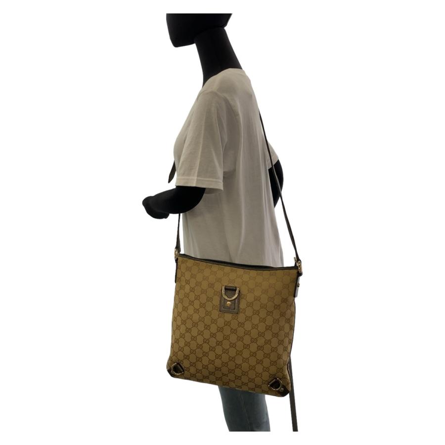 GUCCI グッチ アビー GG柄 ベージュ ブラウン ゴールド金具 GGキャンバス/レザー 131326 斜め掛け ショルダーバック ポシェット 407740