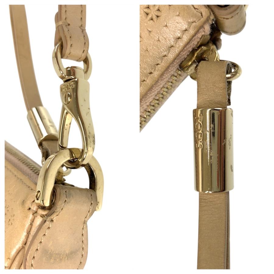 美品 TOD’S トッズ ベージュ ゴールド金具 レザー ショルダーバッグ アクセサリーポーチ レディース 506444 【中古】 美品 TOD'S トッズ ベージュ ゴールド金具 レザー ショルダーバッグ