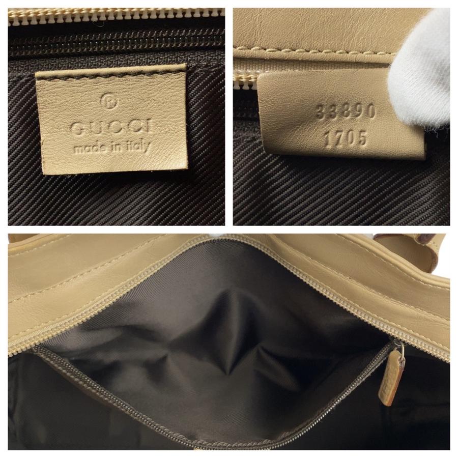 美品 GUCCI グッチ ベージュ ゴールド金具 GGキャンバス/レザー 33890 トートバッグ ショルダーバッグ レディース 506498_3