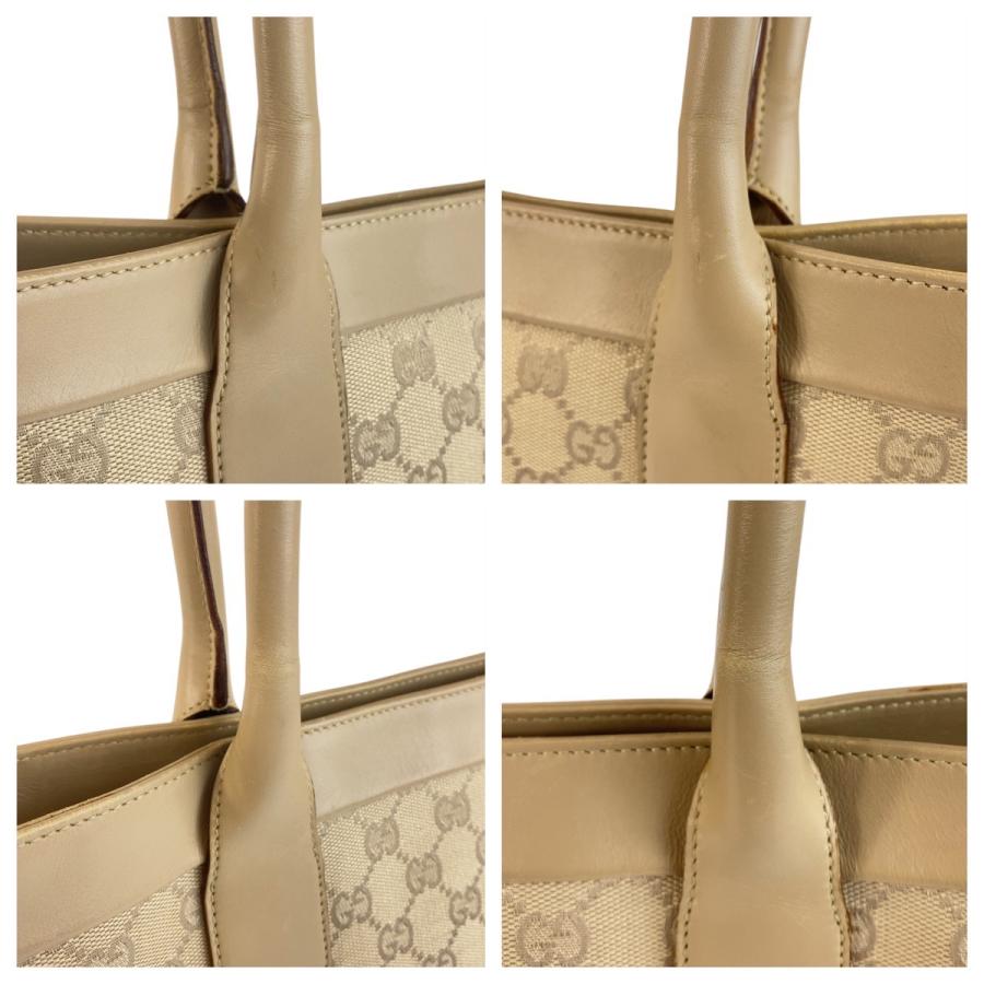 美品 GUCCI グッチ ベージュ ゴールド金具 GGキャンバス/レザー 33890 トートバッグ ショルダーバッグ レディース 506498_4