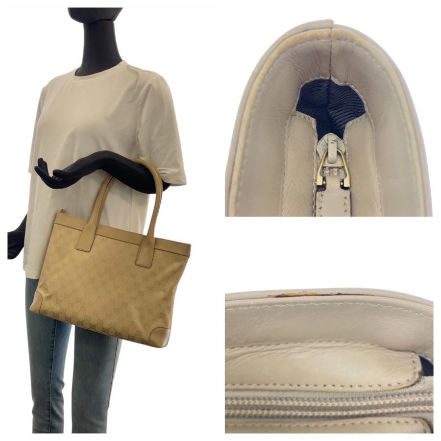 美品 GUCCI グッチ ベージュ ゴールド金具 GGキャンバス/レザー 33890 トートバッグ ショルダーバッグ レディース 506498_6