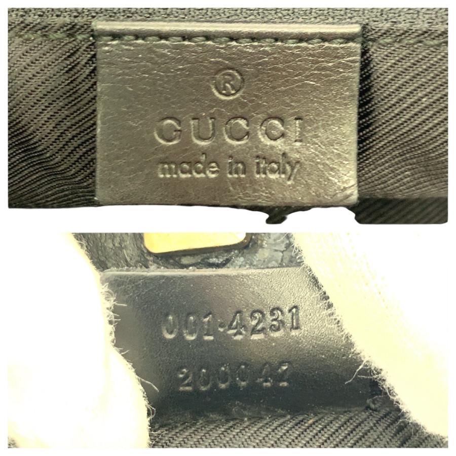【美品】オールドグッチ　ガーメントバッグ　ネームタグ　GGキャンバス　ブラック GUCCI（グッチ） ワンショルダー ベージュ ブラック ゴールド金具 GG