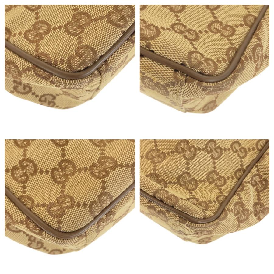GUCCI グッチ ベージュ ブラウン シルバー金具 GGキャンバス /レザー 018 1612 ショルダーバッグ ポシェット レディース 506500 【中古】 GUCCI（グッチ） ベージュ ブラウン シルバー金具 GGキャンバス/レザー