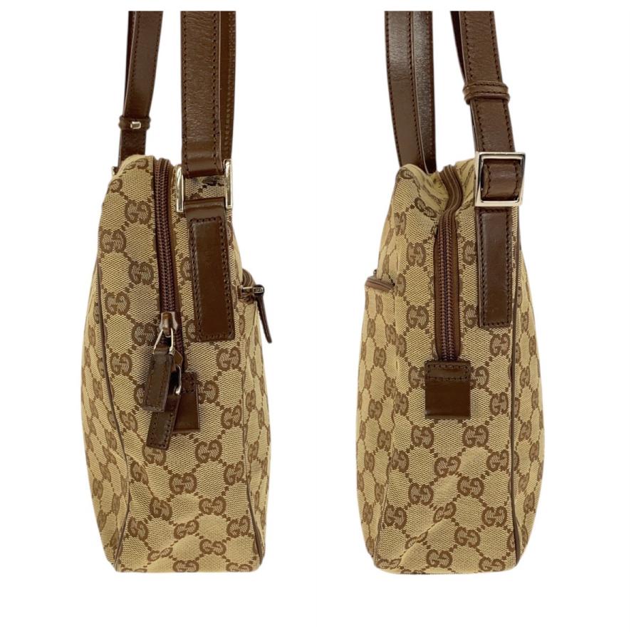 GUCCI グッチ ベージュ ブラウン シルバー金具 GGキャンバス /レザー 018 1612 ショルダーバッグ ポシェット レディース 506500 【中古】 GUCCI（グッチ） ベージュ ブラウン シルバー金具 GGキャンバス/レザー