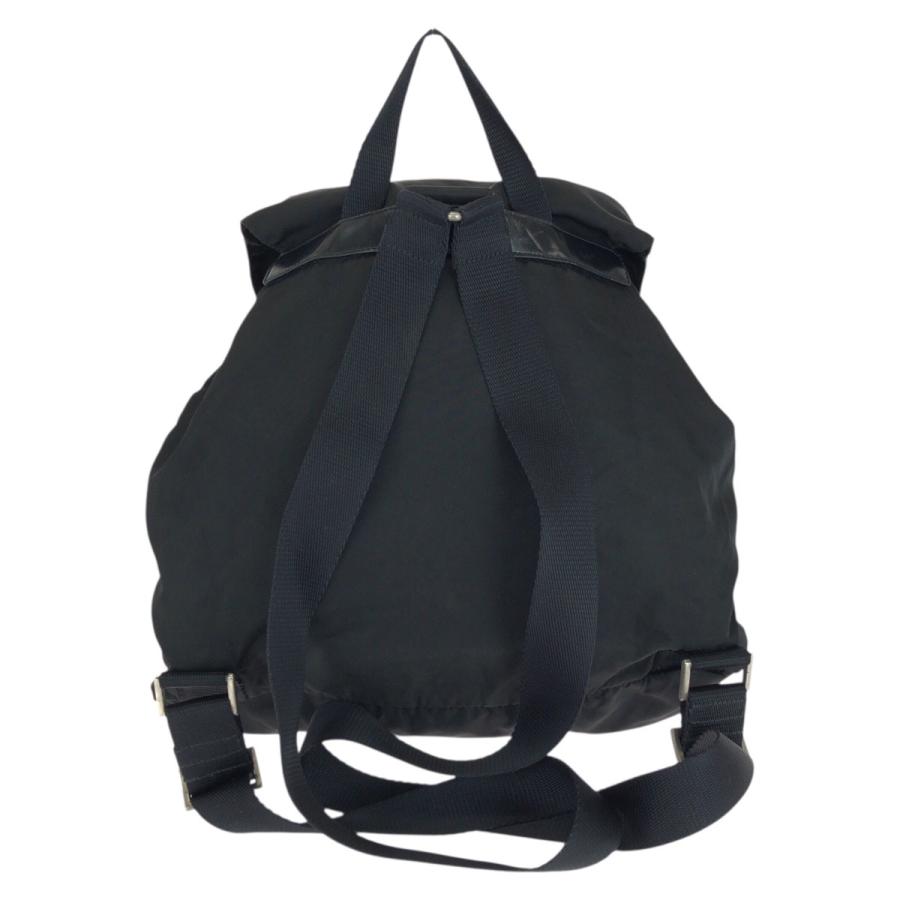 良品　PRADA プラダ　リュック　バックパック　三角ロゴ　巾着　ナイロン　黒 PRADA（プラダ） テスート 三角ロゴプレート ブラック 黒 シルバー金具