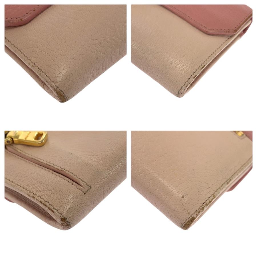 miu miu（ミュウミュウ） バイカラー ピンク ゴールド金具 レザー 長