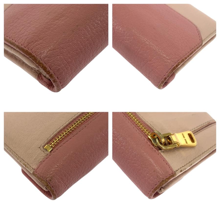 miu miu（ミュウミュウ） バイカラー ピンク ゴールド金具 レザー 長