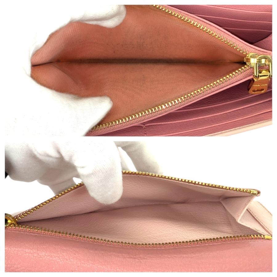 miu miu（ミュウミュウ） バイカラー ピンク ゴールド金具 レザー 長