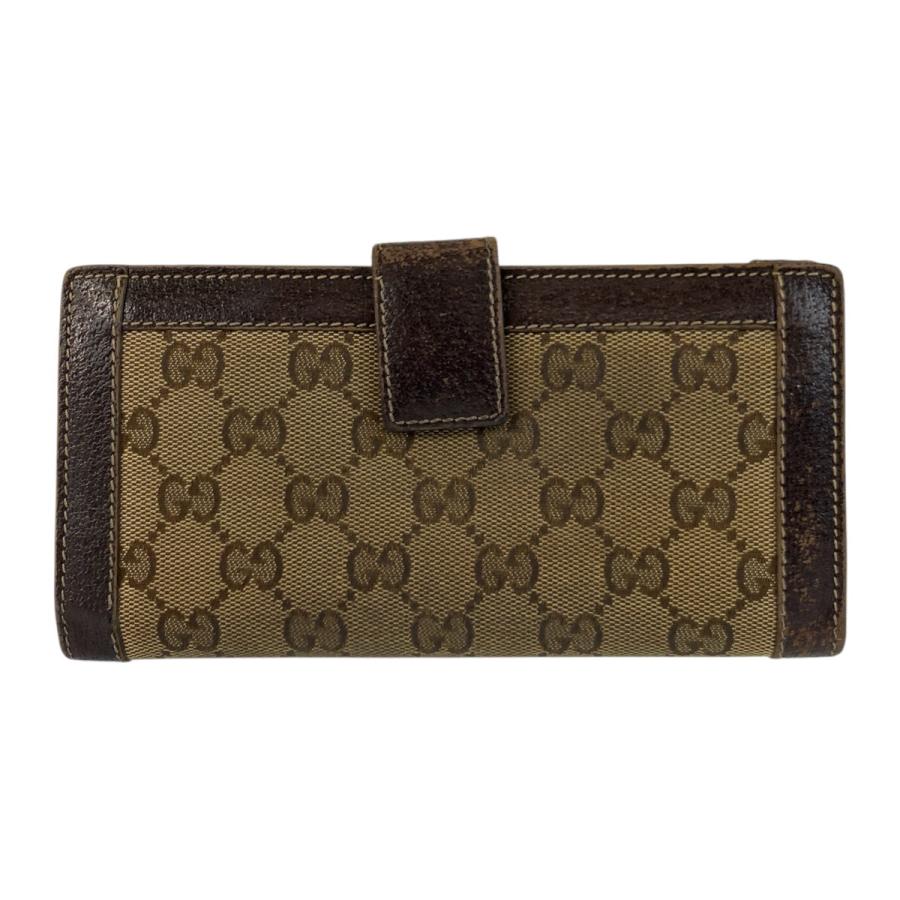 GUCCI（グッチ） ブラウン ゴールド金具 GGキャンバス/レザー 長財布