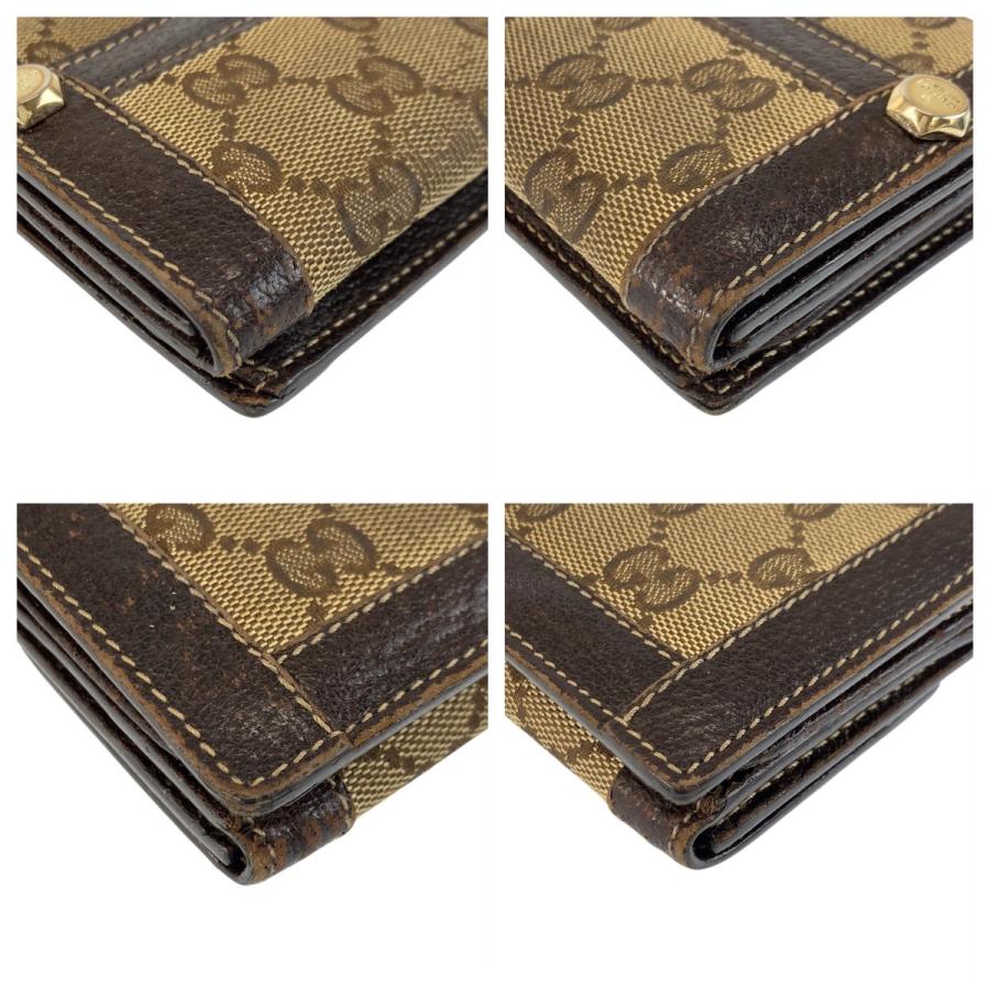 GUCCI（グッチ） ブラウン ゴールド金具 GGキャンバス/レザー 長財布