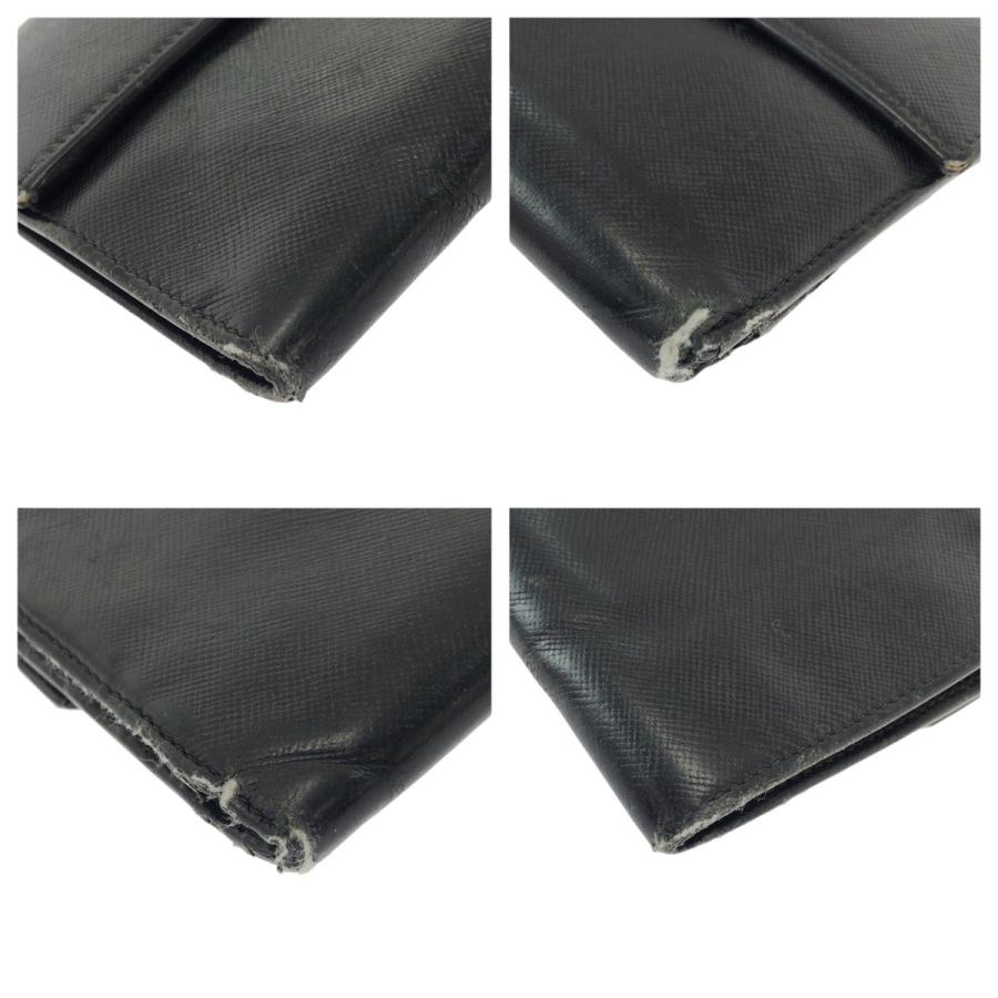 PRADA プラダ サフィアーノ 三角ロゴプレート ブラック 黒 シルバー金具 レザー 折財布 コンパクトウォレット レディース 506552 | PRADA | 02