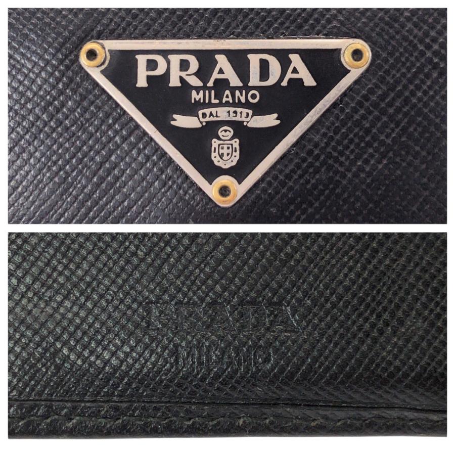 PRADA プラダ サフィアーノ 三角ロゴプレート ブラック 黒 シルバー金具 レザー 折財布 コンパクトウォレット レディース 506552 | PRADA | 04