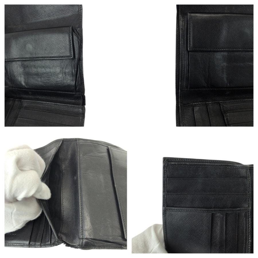 PRADA プラダ サフィアーノ 三角ロゴプレート ブラック 黒 シルバー金具 レザー 折財布 コンパクトウォレット レディース 506552 | PRADA | 06